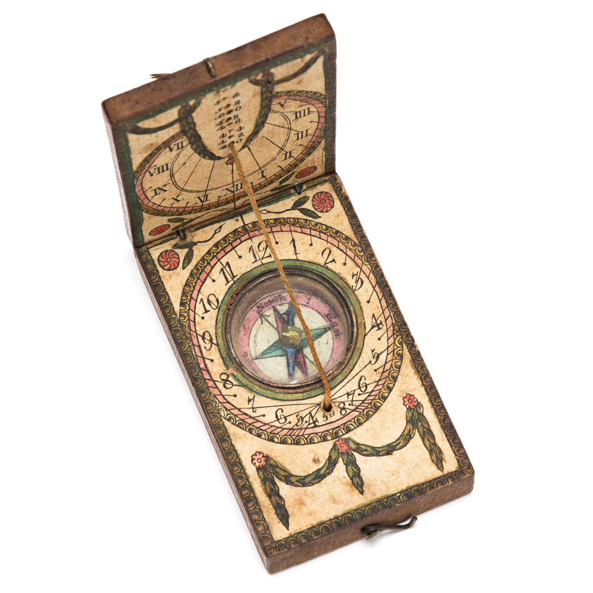 (INSTRUMENTS.) Early pocket compass and sundial diptych.